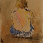 Piccola figura seduta di spalle, 1937, acquerello su carta 20x15 cm