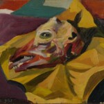 Testina d'agnello, 1952, olio su tavola 24x40 cm