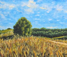 paesaggio albero acrilico, 30x40 cm